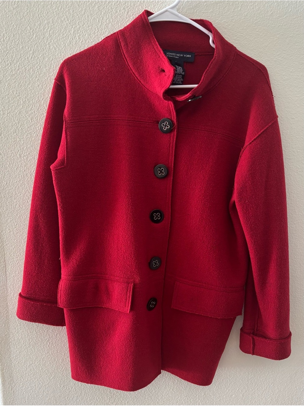 Jones New York Red Button-Front Pea Coat